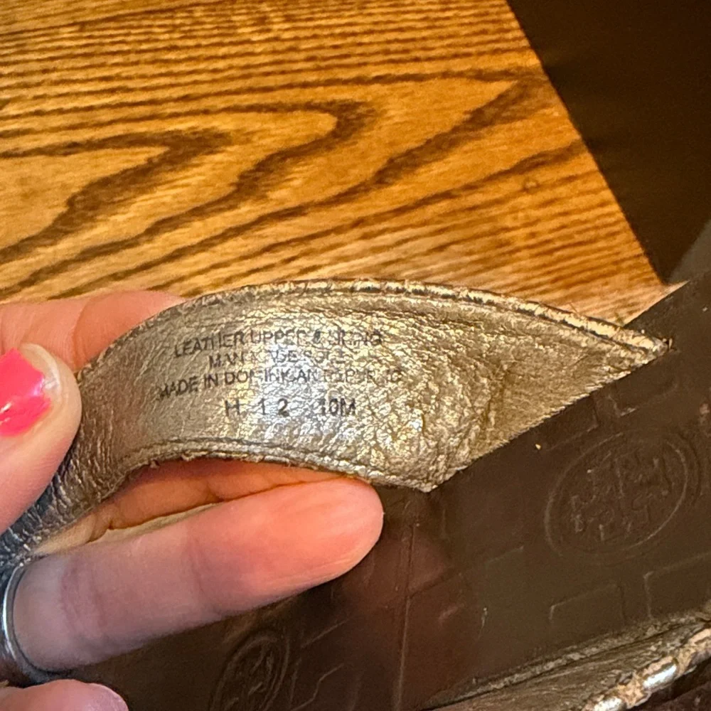 Tory Burch Bronze/Silver Metallic Silver Snakeskin Flip Flops